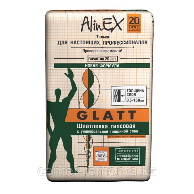 Шпаклёвка гипсовая базовая Alinex Glatt 25 кг